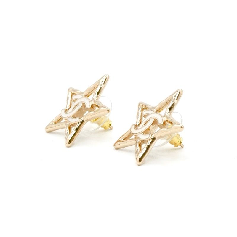 Chanel Earrings Earring Gold White Coco Mark Star