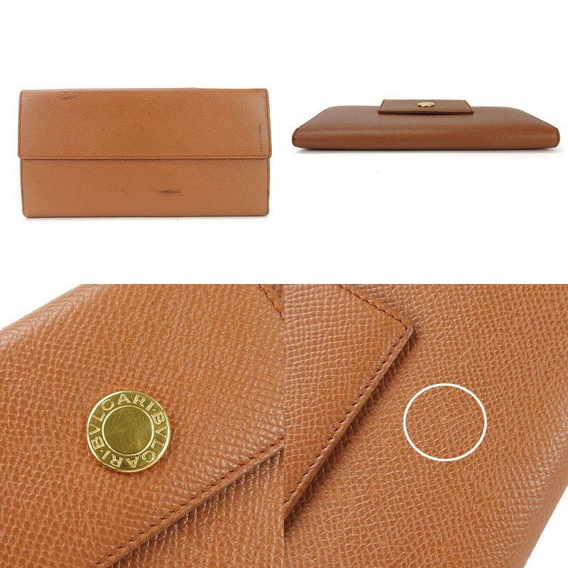Bvlgari W Hook Long Wallet Long Wallet Bvlgari Leather Brown Small Everyday