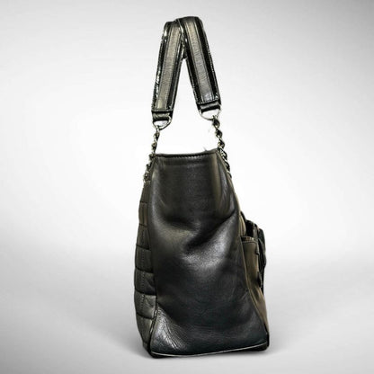 Chanel 10947118 Camellia No.5 Chain Leather Tote Bag Women Black -