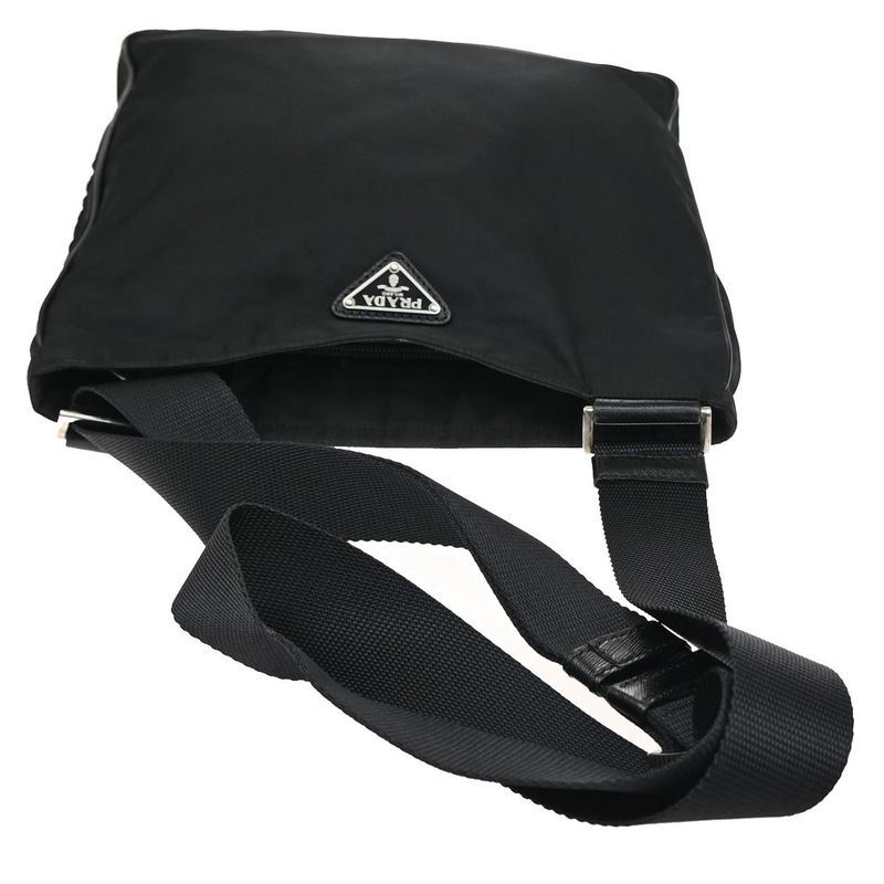 Prada Shoulder Bag Nylon Leather Black 87ka725