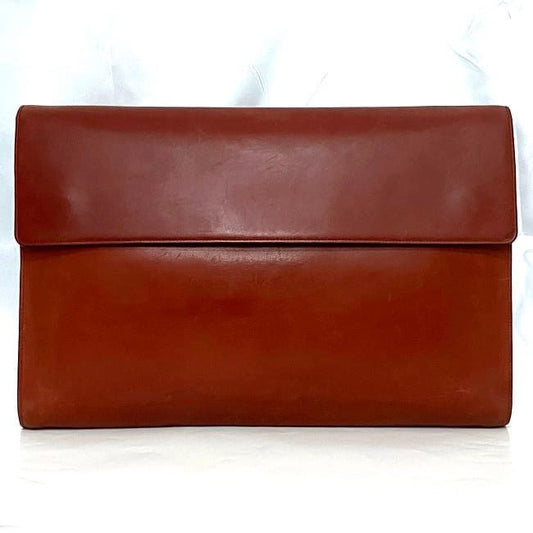Loewe Clutch Bag Brown Anagram Rare Leather Preowned Loewe