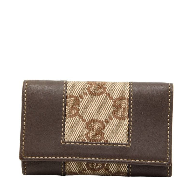 Gucci GG Canvas 6 Rows Brown Leather