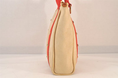 Louis Vuitton Antigua Cabas MM Tote Bag Beige Red M40035 LV 1728n