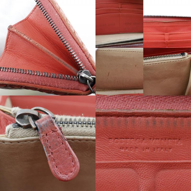 Bottega Veneta Bottega Veneta Round Zipper Intrecciato Lambskin Red/pink