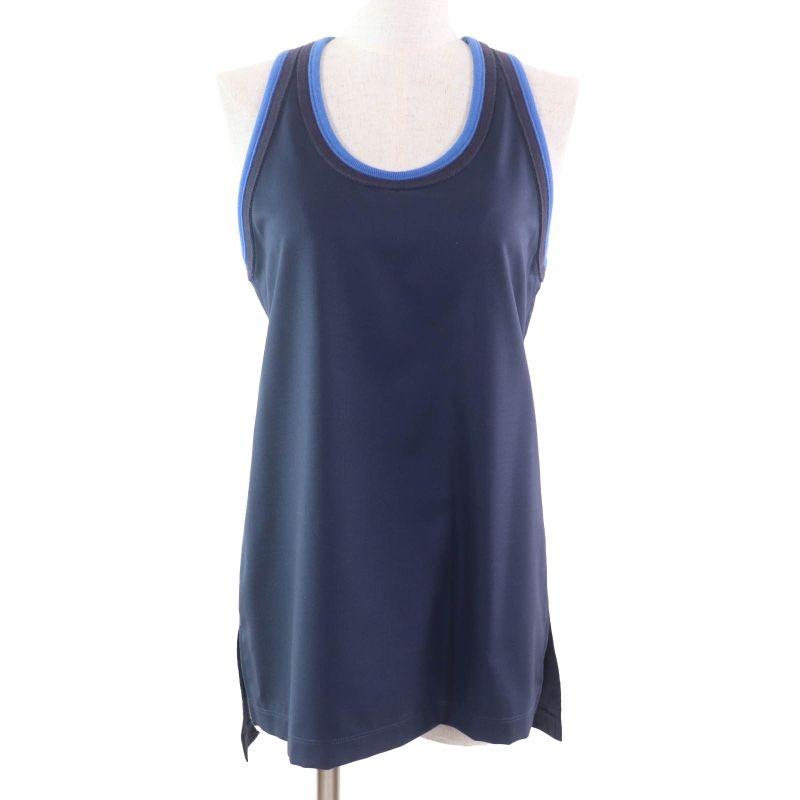 Loewe S540 Y07 X31 100% Wool None Fabric Ribbed Tank Top Dark Navy 32