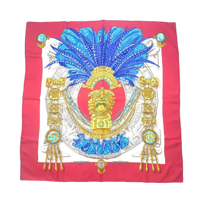 Hermes Carre 90 Mexico Silk Blue White Red Scarf