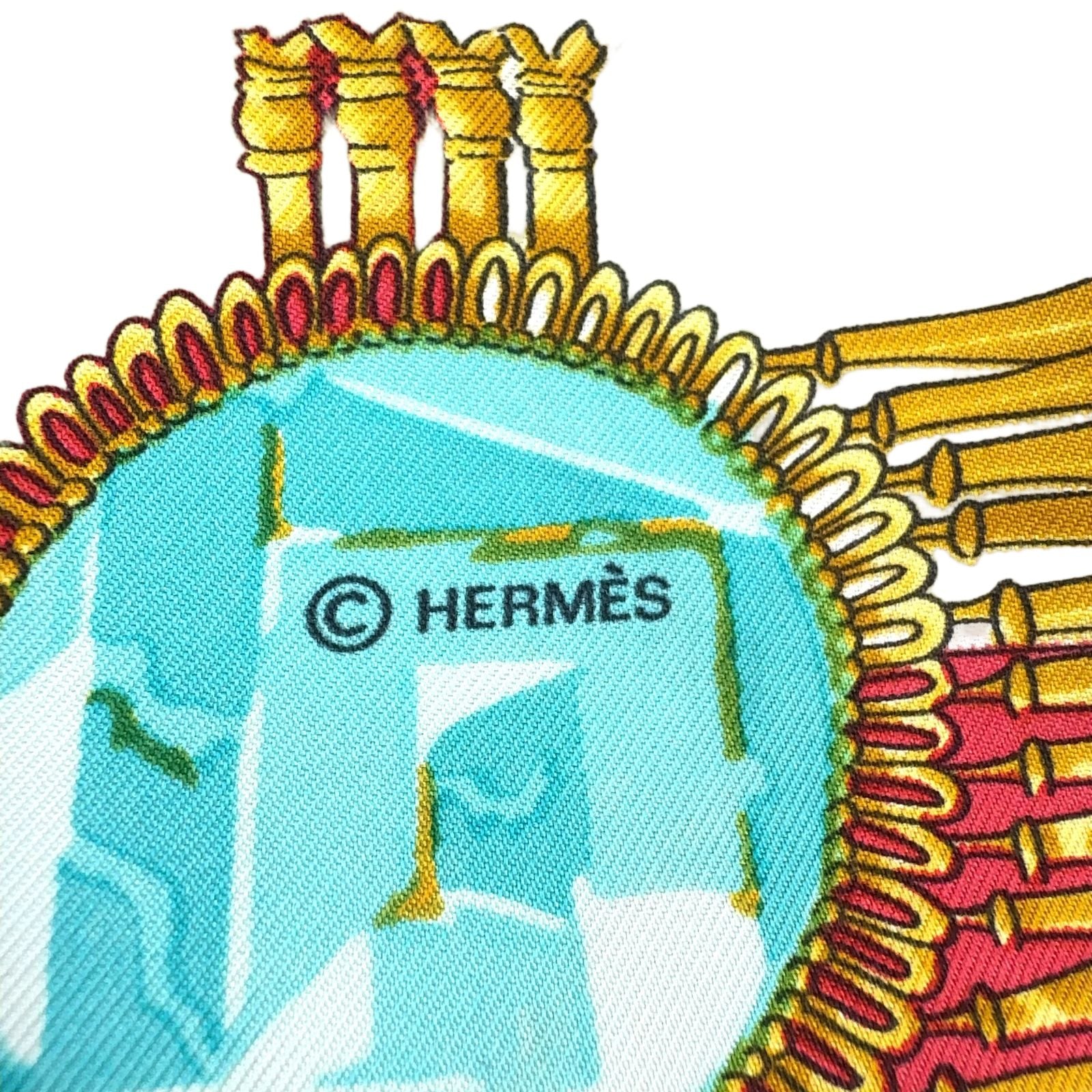 Hermes Carre 90 Mexico Silk Blue White Red Scarf — view 2