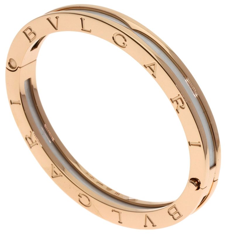Bvlgari Bulgari B-zero1 Bee Zero One M White Ceramic Bracelet 18K Pink Gold