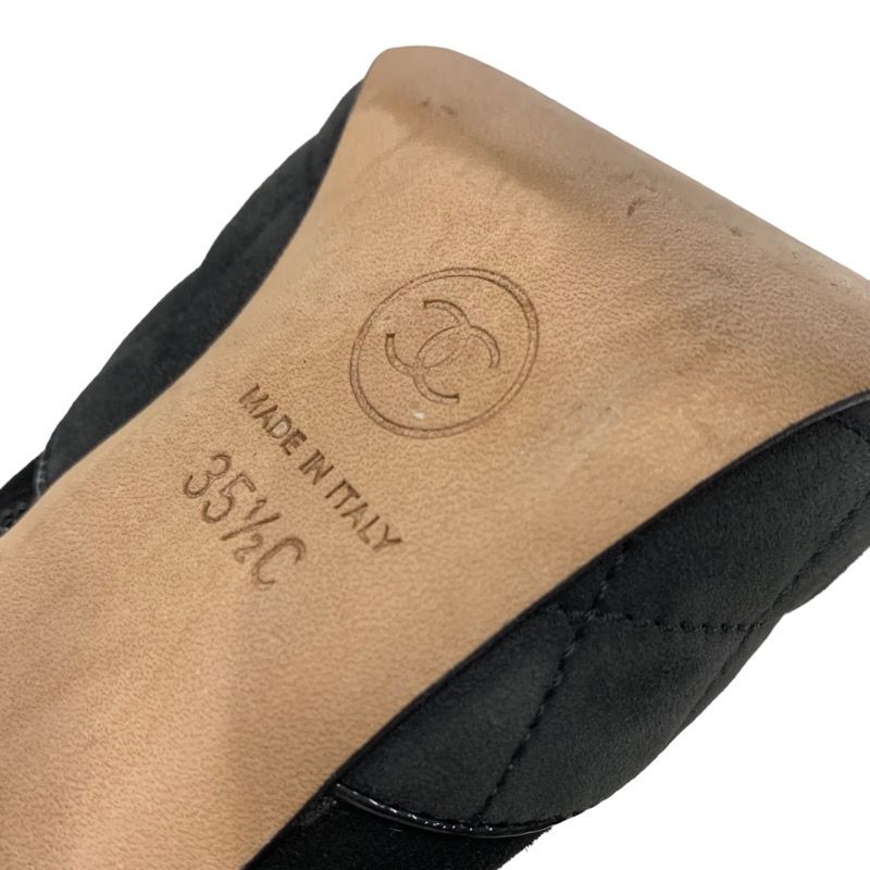 Chanel Boots Short Boots Shoes Suede Black Gray Black Here Mark Matelasse