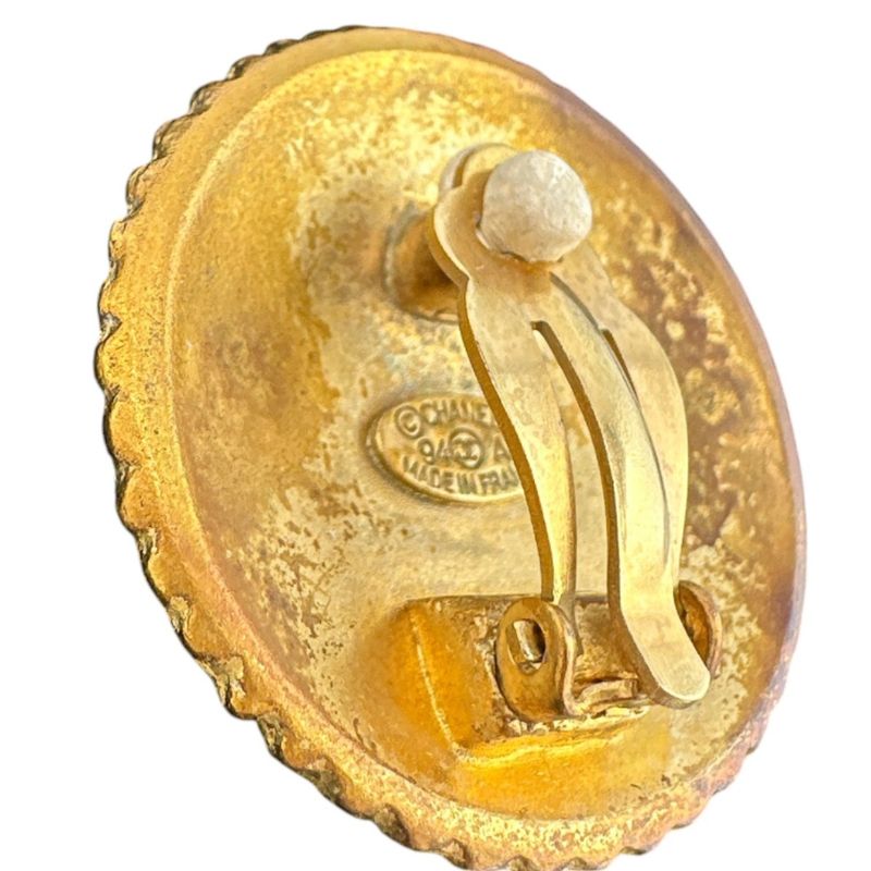 Chanel Vintage Large Earrings Circle Earrings Chanel Gold