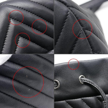 Chanel V-stitched Backpack Lambskin Chain Black