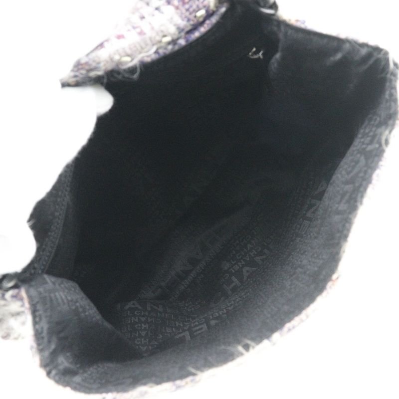 Chanel Camellia Tweed Purple Ladies Shoulder Bag