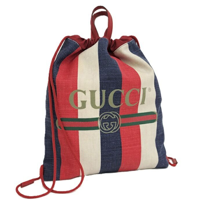Gucci Backpack Drawstring Logo Canvas Tricolor