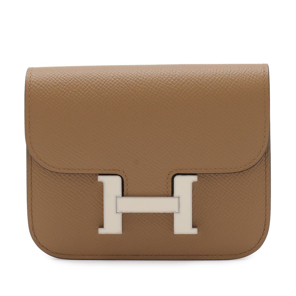 Hermes Constance Slim Bifold Wallet Veau Epsom Chai Beige Brown Coin Case