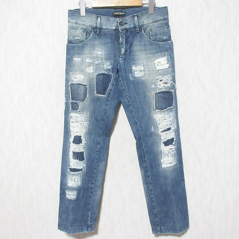 Dolce & Gabbana Repaired Jeans Denim Pants 46 Indigo Blue