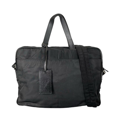 Prada Briefcase Business Triangle Logo Shoulder Bag Black