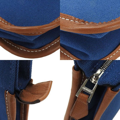 Hermes Clutch Bag Canvas Leather Navy Brown Everyday Use Ladies Women Hermes