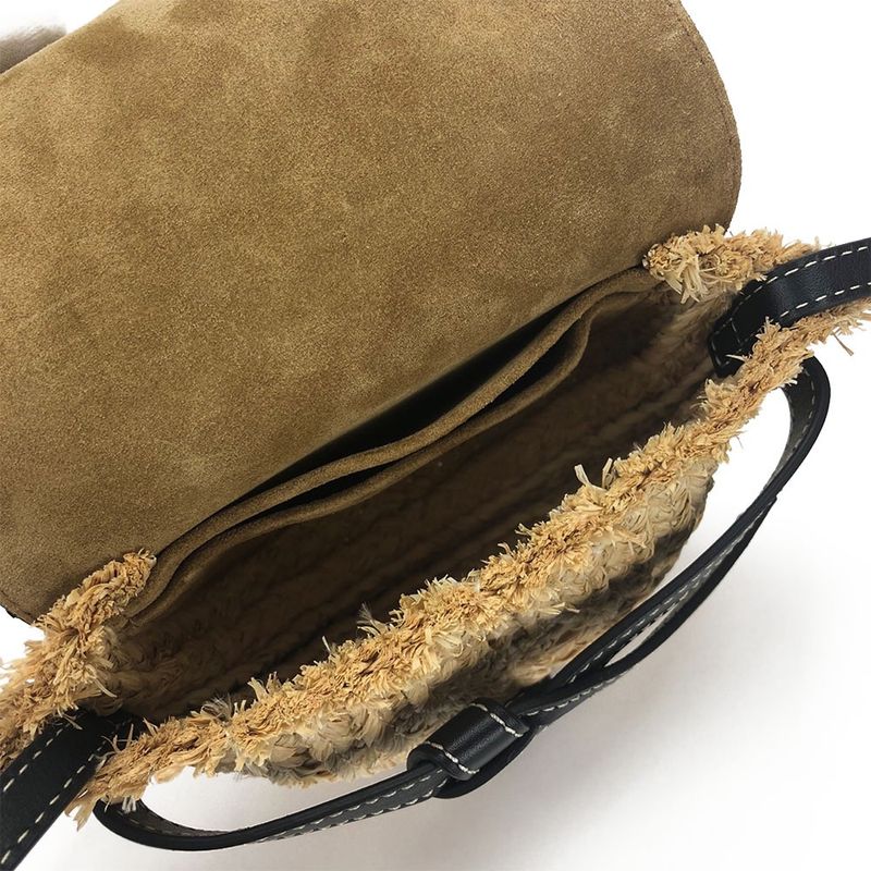 Loewe 329.13u62 Mini Gate Shoulder Bag Diagonal Pochette Ladies Leather Raffia