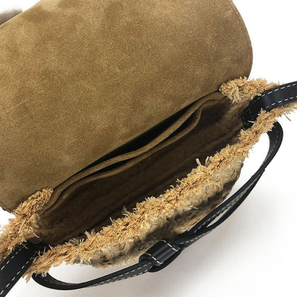 Loewe 329.13u62 Mini Gate Shoulder Bag Diagonal Pochette Ladies Leather Raffia