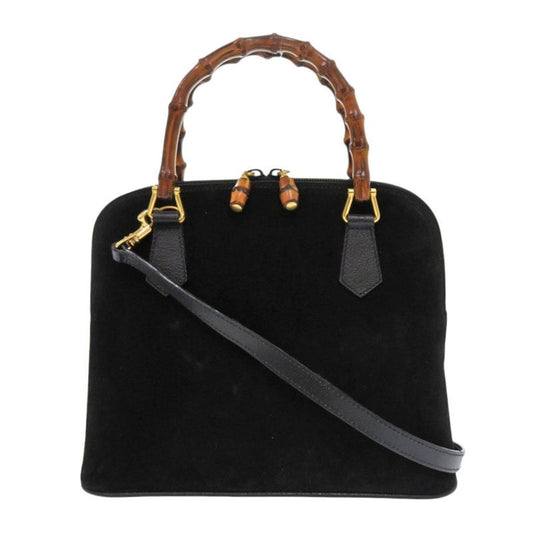 Gucci Bamboo Suede Black 2-way Handbag Black 1639 Gucci