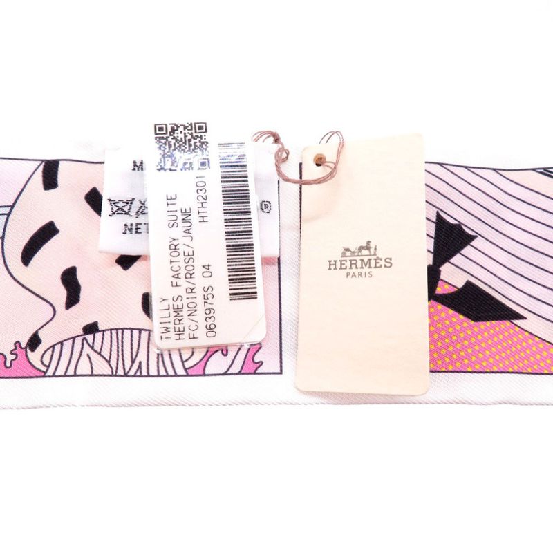 Hermes Twilly Factory Suit Scarf Silk Black 0106 Hermes