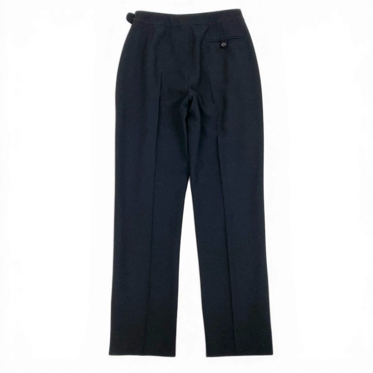 Chanel Cd9 CC Logo Button Relaxed Trousers Pants 36 Black Wool — view 2