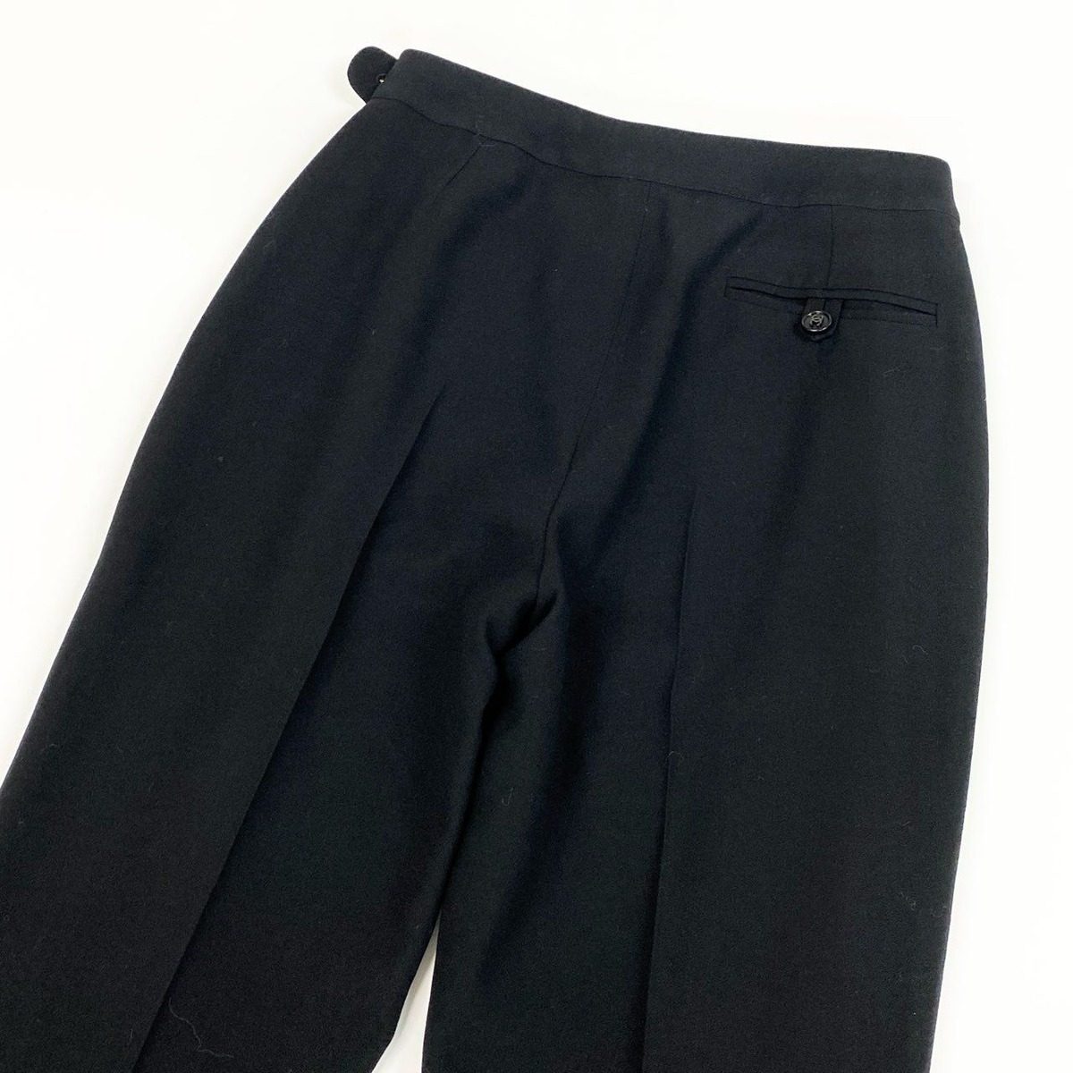 Chanel Cd9 CC Logo Button Relaxed Trousers Pants 36 Black Wool — view 3