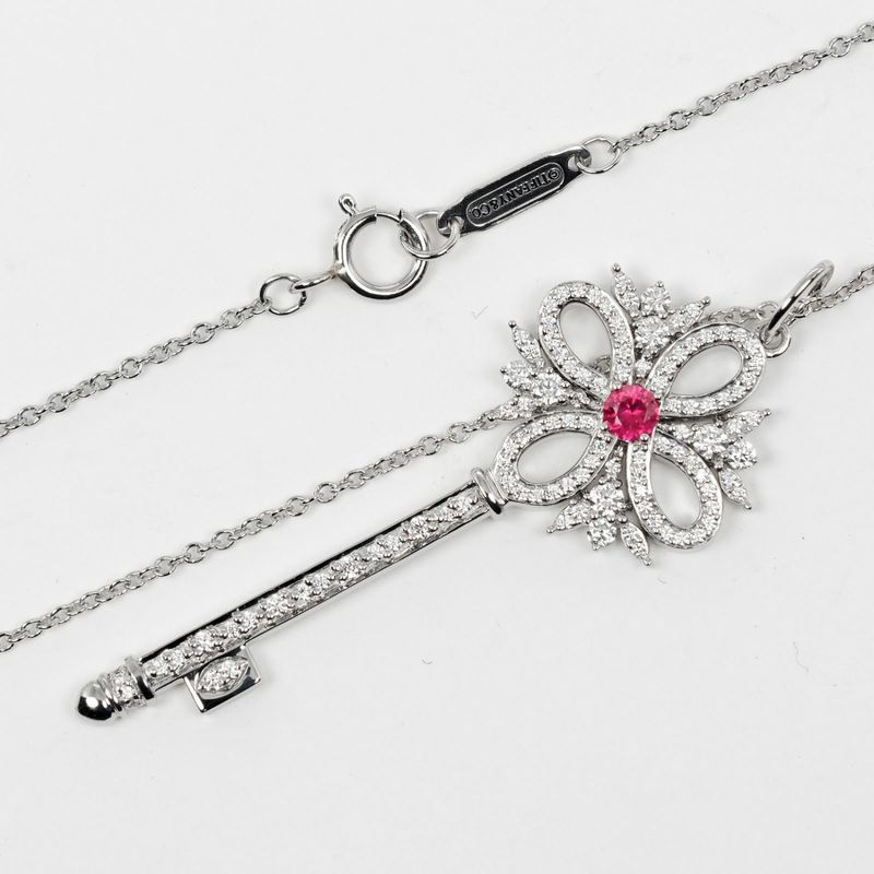 Tiffany & Co Victoria Key Medium Pt950platinum X Diamonds X Rubies Ladies 6.67g