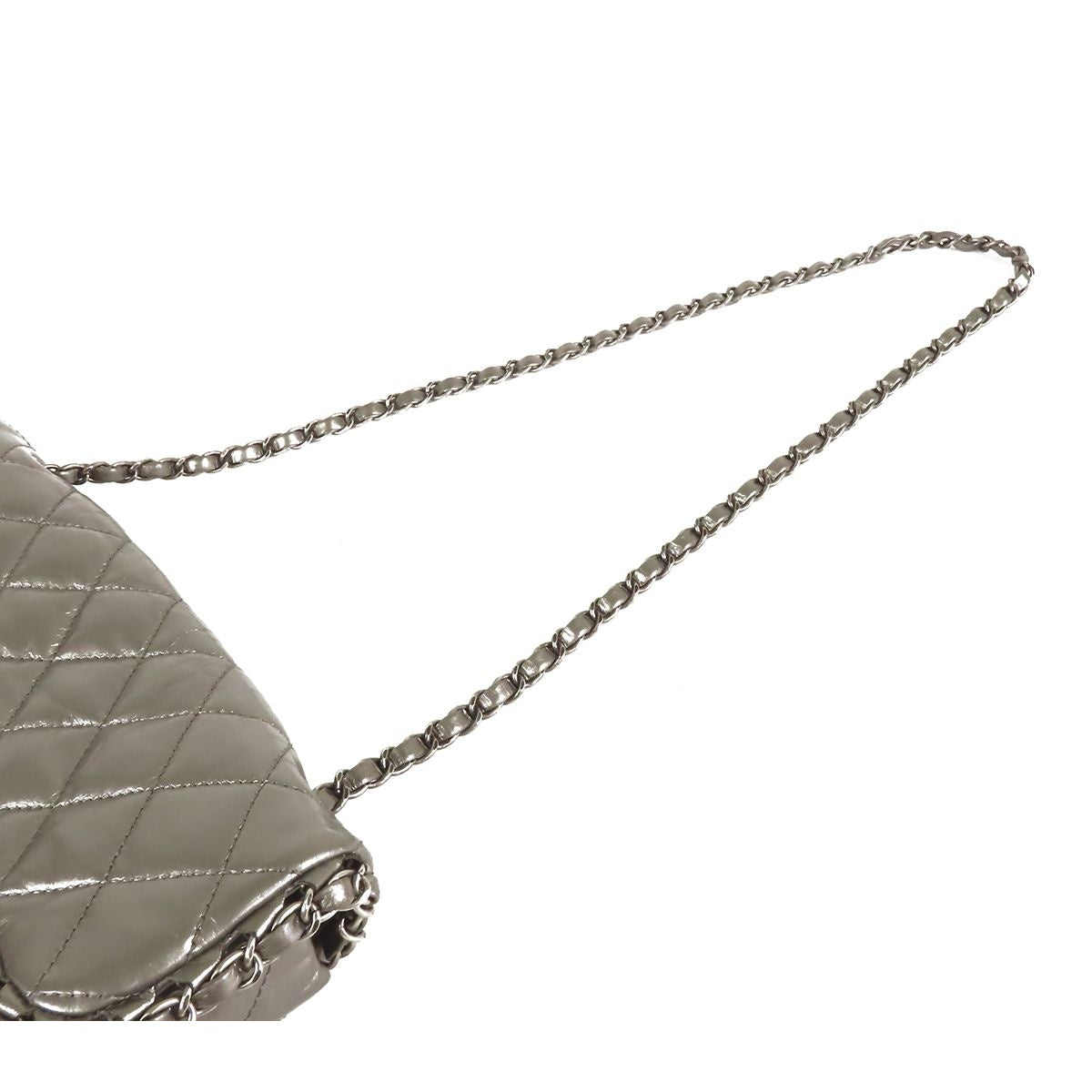 Chanel Line Chain Shoulder Bag Silver Leather — view 4