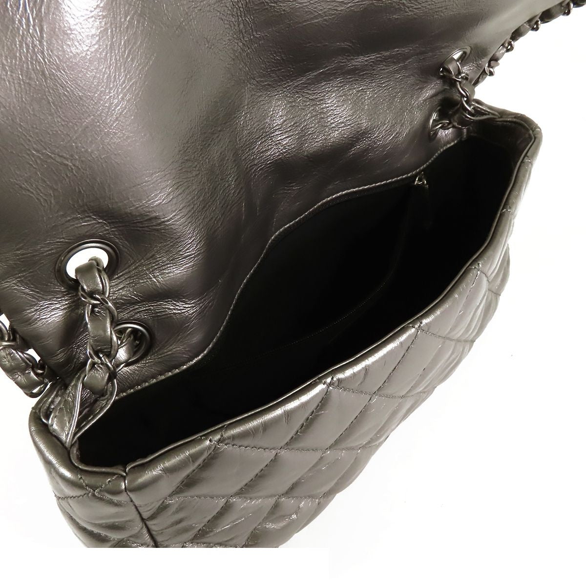 Chanel Line Chain Shoulder Bag Silver Leather — view 5