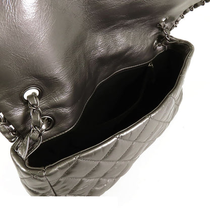 Chanel Line Chain Shoulder Bag Silver Leather — view 5