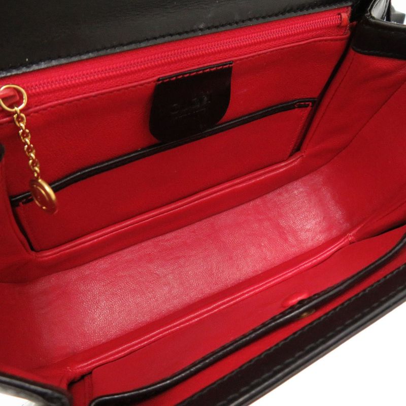 Gucci Lady Lock Leather Black Gold Hardware 000 46 0210 2WAY Handbag Black 0066