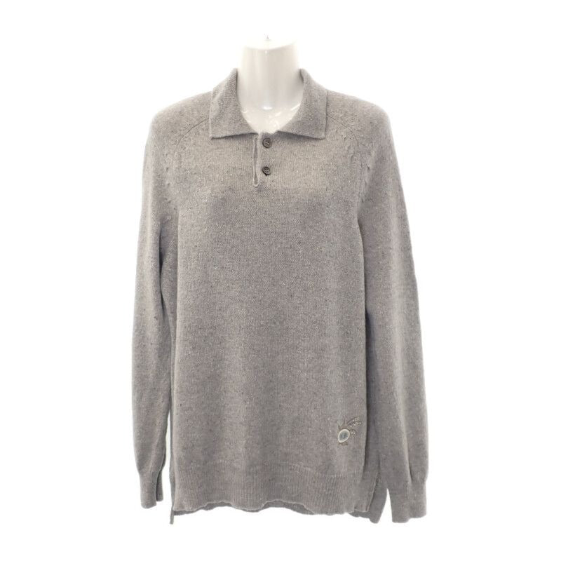 Christian Dior Oversized Polo Knit M 243 M830 At449 Shirt Cashmere Gray