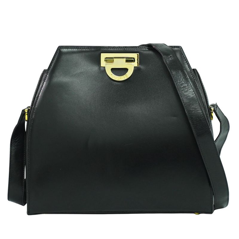 Authentic Celine Leather Shoulder Bag Pochette Black Bag Pre-owned [follow-up