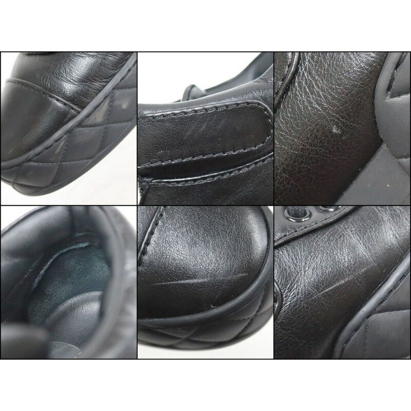 Chanel High Cut Sneakers Shoelace Type Leather Black 37 — view 8