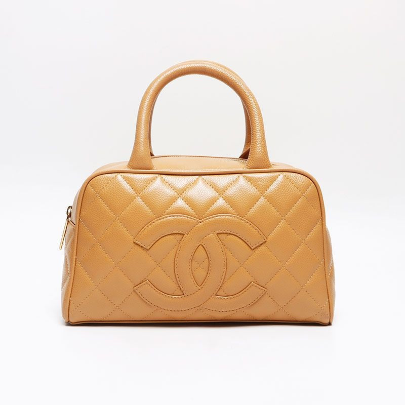 Chanel Boston Bag Caviar Leather CC Logo Mini