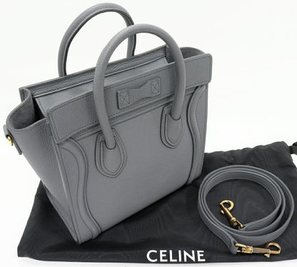 Celine Hand Tote Bag Shoulder Bag Luggage Nano Shopper Baby Drummed Calfskin