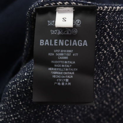 Balenciaga 542688 100% Wool WFP Logo Oversized Turtleneck Knit Sweater Navy S