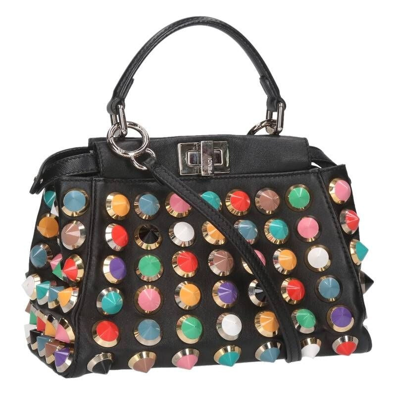 Fendi Peekaboo Mini Multi-stud Leather Handbag Men's