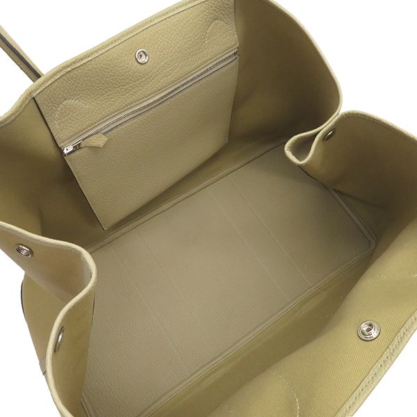 Hermes Tote Garden Party GM Negonda Toile Militaire Pouss Iere Silver Hardware