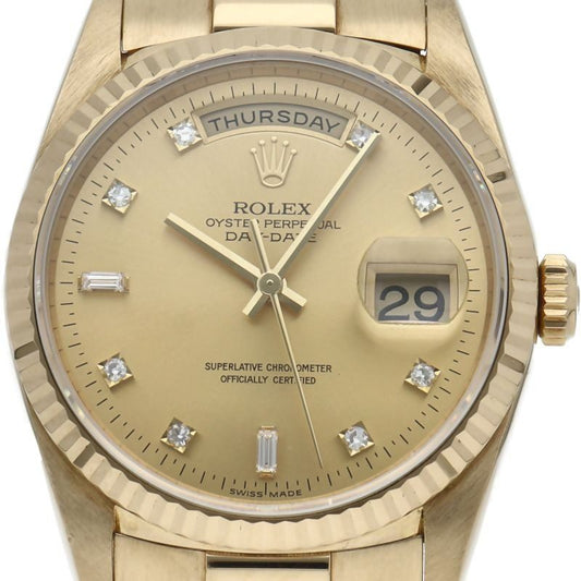 Rolex Day Date Watch Diamond Box 18k Yellow Gold Chien Pankara Polished