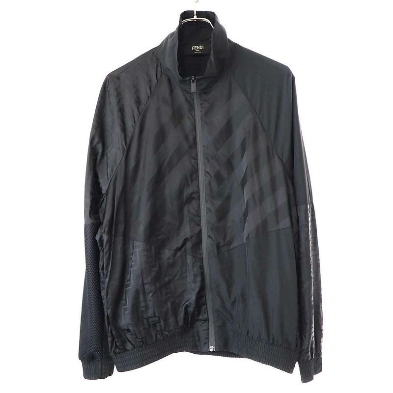 Fendi Ff Logo Stripe Nylon Blouson Faf577 Abtb Black XS