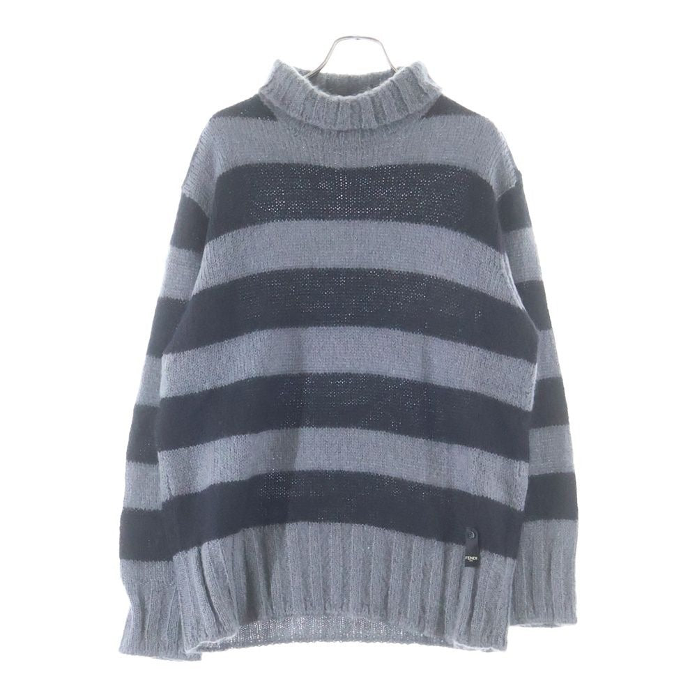 Fendi Striped Turtleneck Mohair Knit Sweater Border