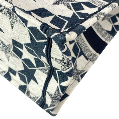 Dior/christian Dior Tote Bag Book Tote Large Bag Navy And White Star (star)