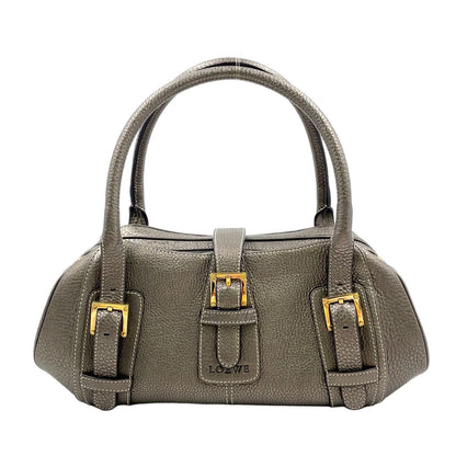 Loewe Senda Metallic Leather Brown Handbag Gold