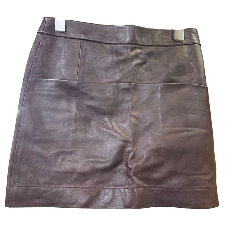 3247 Celine Dark Brown Leather Tight Skirt Size 34 Preowned Phoebe Period Lamb