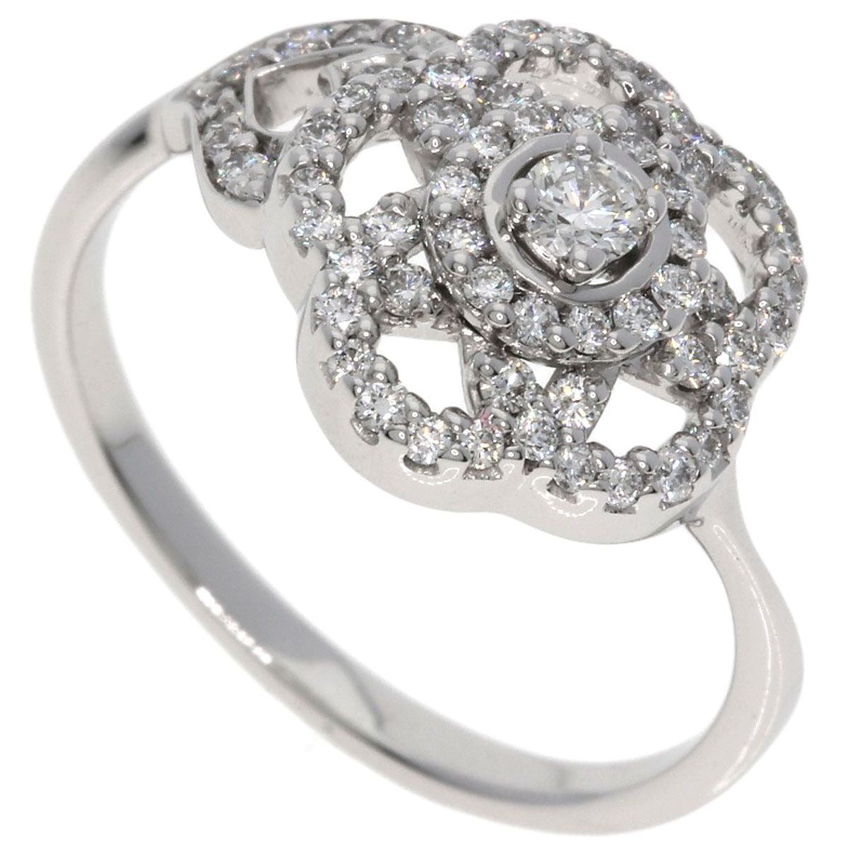 Chanel Camellia Collection Diamond Ring 18K White Gold