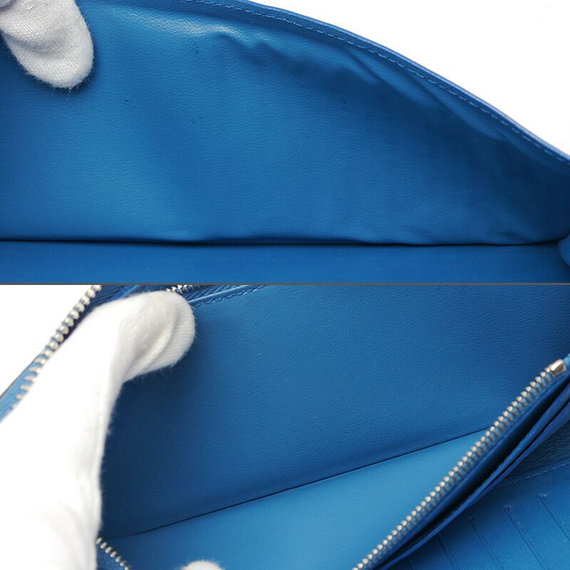 Louis Vuitton LV Zippy Wallet Vertical M58411 Taurillon Leather Blue Round Zip