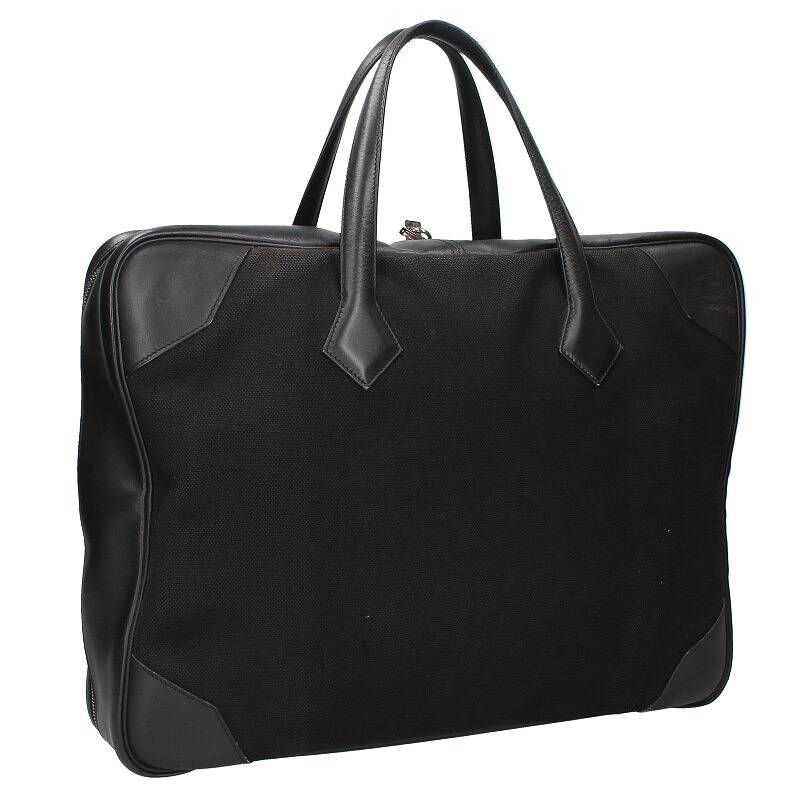 Hermes Victoria 45 □I Engraved Svhardware Toile Offiche Vache Brief Bag Men's 45