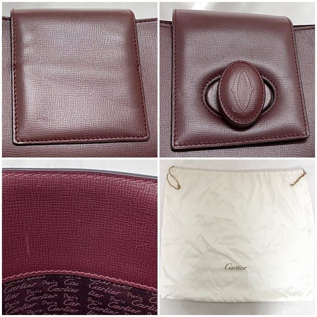 Cartier Shoulder Bag Bordeaux Must Excellent Condition Leather Preowned